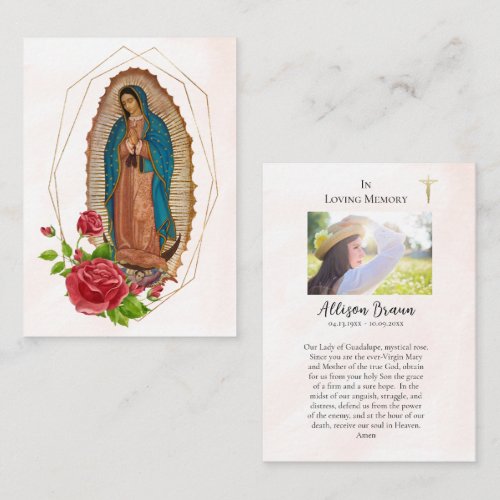 Our Lady of Guadalupe Memorial Photo Prayer Card