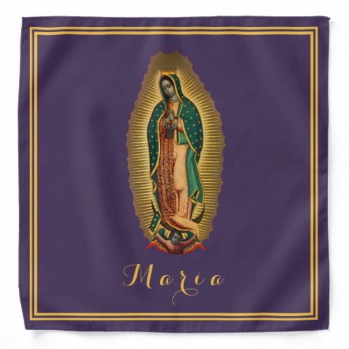 Our Lady of Guadalupe Mexican Hispanic Purple Gold Bandana