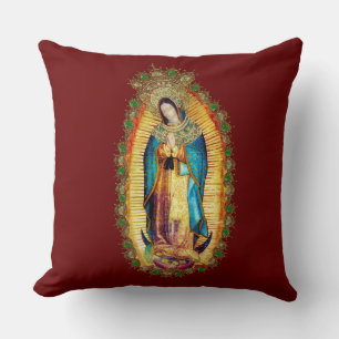 Our Lady of Guadalupe Mexican Virgin Mary Aztec Throw Pillow