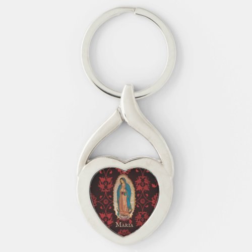 Our Lady of Guadalupe Mexico Catholic Heart Shaped Keychain