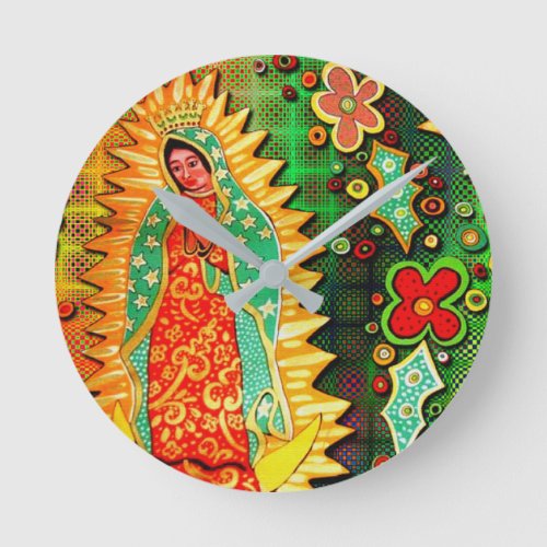 Our Lady of Guadalupe Mexico Round Clock