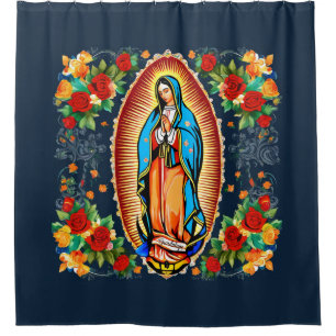 Our Lady of Guadalupe Mexico's Patron Saint Blue Shower Curtain