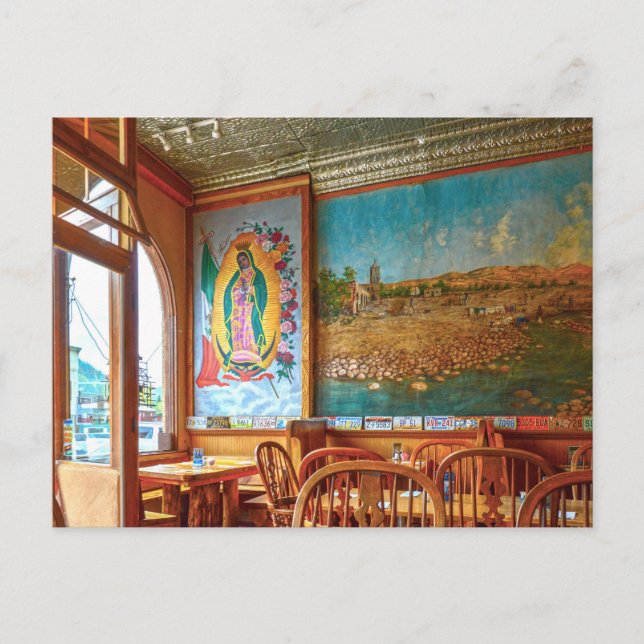 Our Lady of Guadalupe Mural in a Restaurant Postcard (Front)