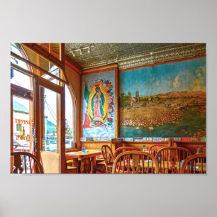 Our Lady of Guadalupe Mural in a Restaurant Poster