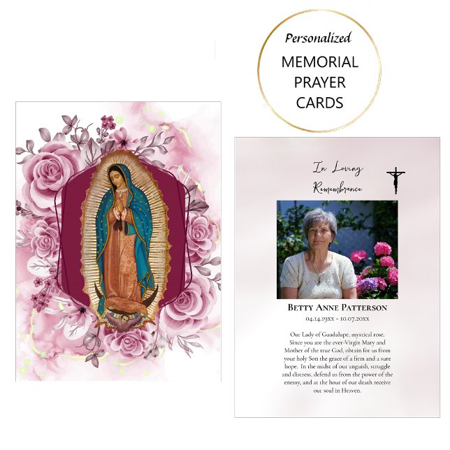 Our Lady of Guadalupe Mystical Rose Funeral Prayer Place Card (Creator Uploaded)