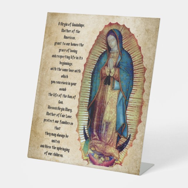 Our Lady of Guadalupe, Nuestra Señora de Guadalupe Pedestal Sign (Front)