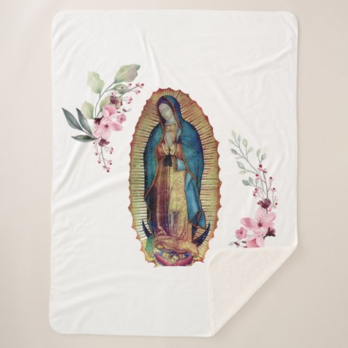 Our Lady of Guadalupe Nuestra Seora de Guadalupe Sherpa Blanket
