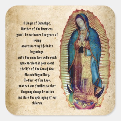 Our Lady of Guadalupe Nuestra Seora de Guadalupe Square Sticker