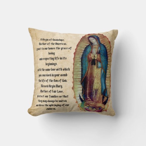 Our Lady of Guadalupe Nuestra Seora de Guadalupe Throw Pillow
