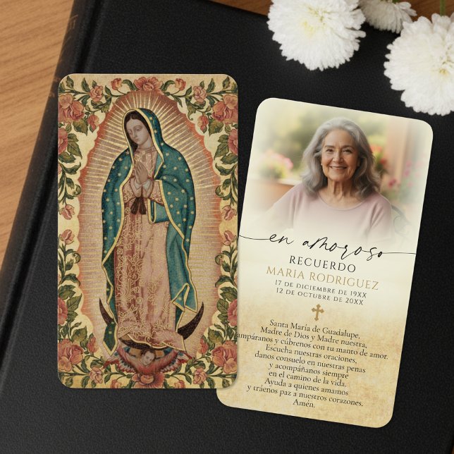 Our Lady of Guadalupe Photo Spanish Memorial Cards (Creator Uploaded)