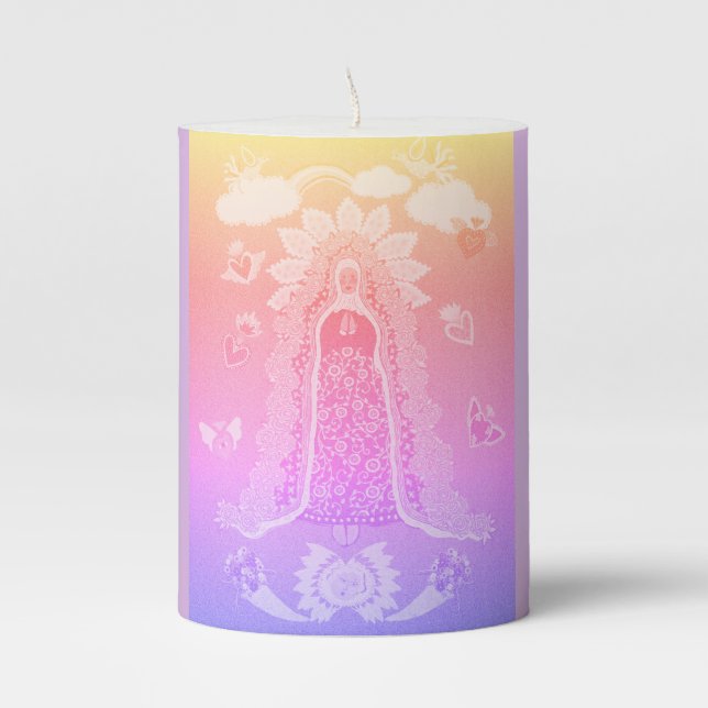 Our Lady of Guadalupe  Pillar Candle (Front)