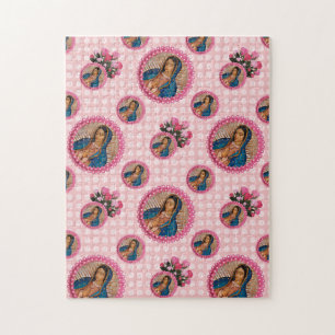 Our Lady of Guadalupe Pink Roses Notebook Jigsaw Puzzle