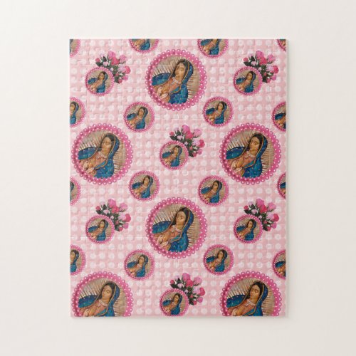 Our Lady of Guadalupe Pink Roses Notebook Jigsaw Puzzle