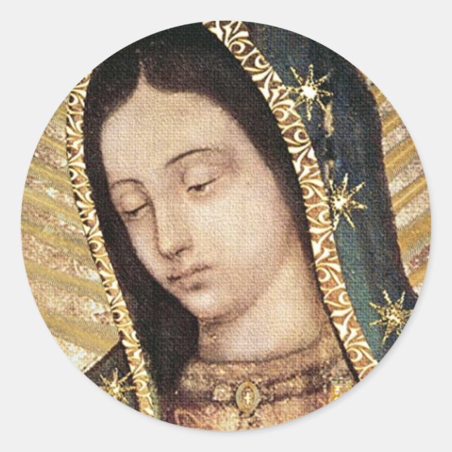 Our Lady Of Guadalupe Portrait Classic Round Sticker (Front)