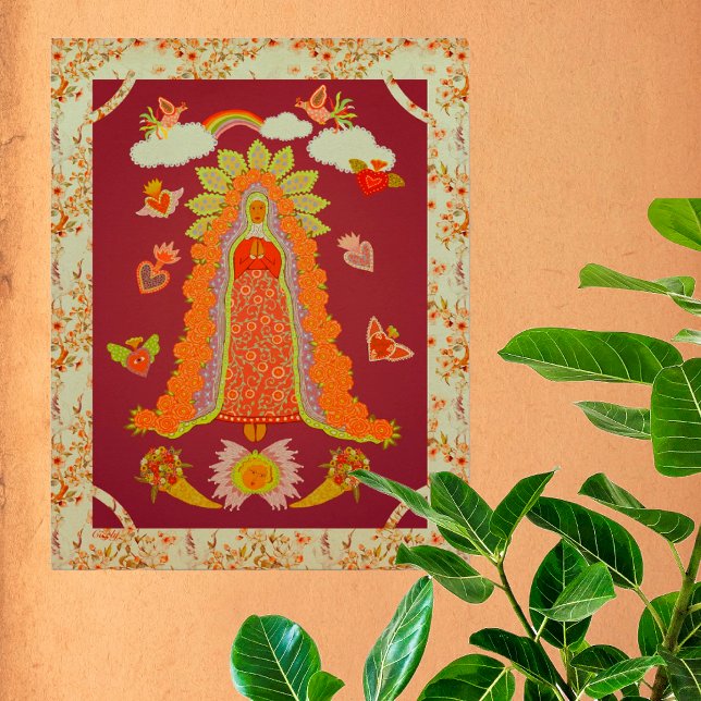 Our Lady of Guadalupe Poster (Folk Art depiction of Our Lady of Guadalupe. Also available framed or as an instant download.)