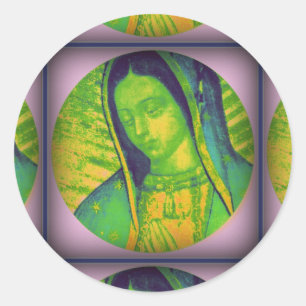 OUR LADY OF GUADALUPE PRAY FOR US CLASSIC ROUND STICKER