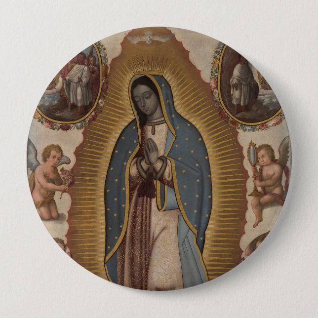 OUR LADY OF GUADALUPE PRAY FOR US PINBACK BUTTON (Front)