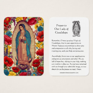 Our Lady of Guadalupe Prayer Holy Card