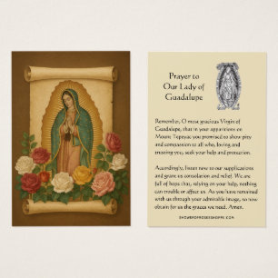 Our Lady of Guadalupe Prayer Holy Card