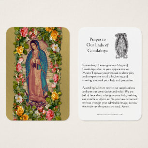 Our Lady of Guadalupe Prayer Holy Card