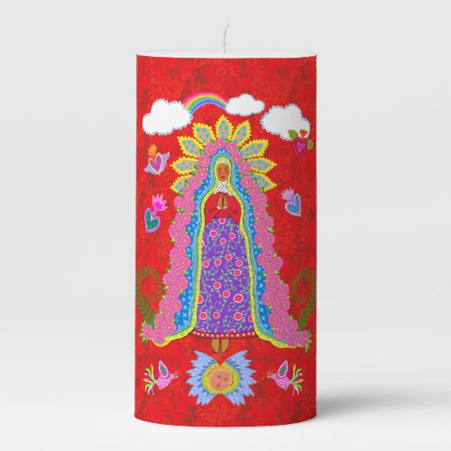 Our Lady of Guadalupe Red Pillar Candle