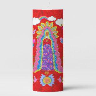Our Lady of Guadalupe Red Pillar Candle