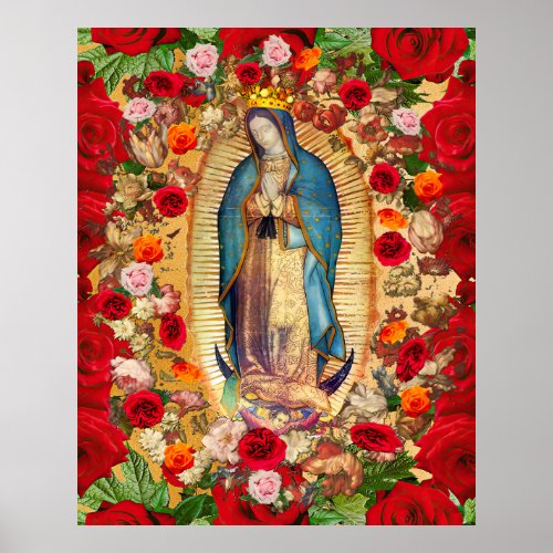 Our Lady of Guadalupe Red Roses Poster