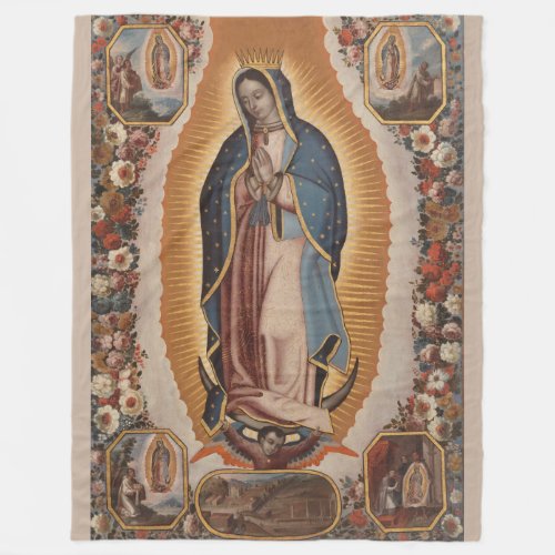 Our Lady of Guadalupe Religious Catholic Mexico Fleece Blanket