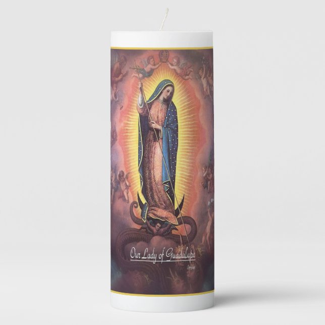 Our Lady of Guadalupe Rev 12 Pillar Candle (Front)