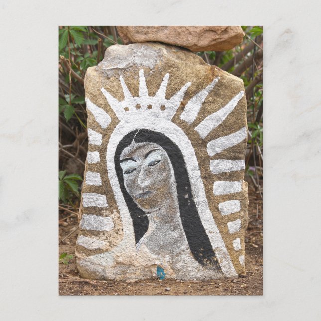 Our Lady of Guadalupe Rock Painting, Albuquerque Postcard (Front)