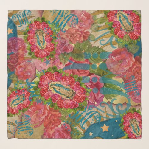 Our Lady of Guadalupe  Roses Chiffon Scarf