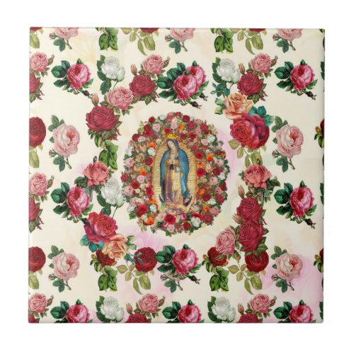 Our Lady of Guadalupe Roses Potpourri   Ceramic Tile