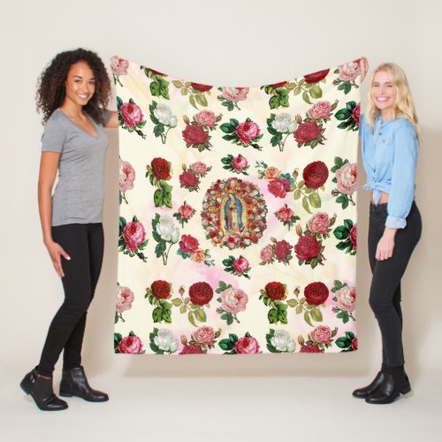 Our Lady of Guadalupe Roses Potpourri  Fleece Blanket