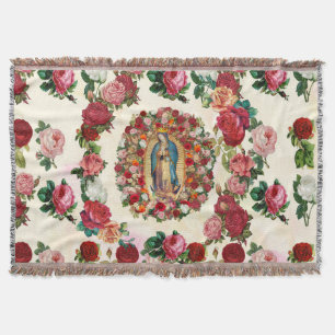 Our Lady of Guadalupe Roses Potpourri Throw Blanket