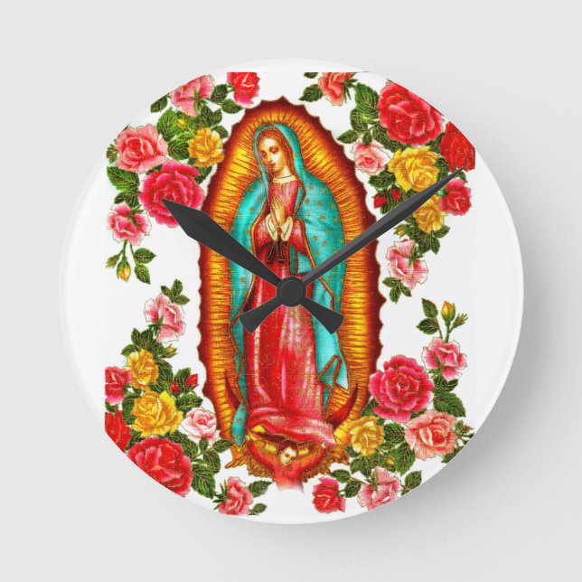 Our Lady of Guadalupe Round Clock (Front)