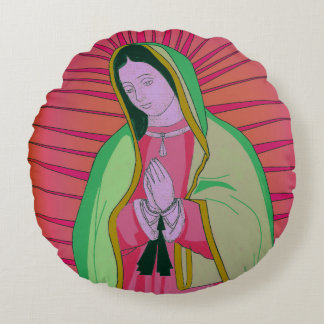 our lady of guadalupe round pillow