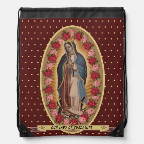 Our Lady of Guadalupe Santa Maria Spanish Virgin Drawstring Bag