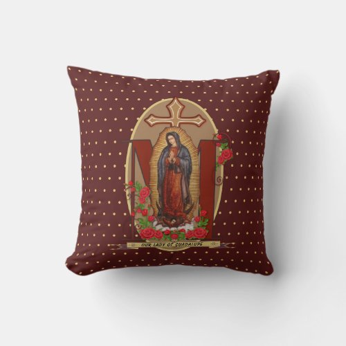 Our Lady of Guadalupe Santa Maria Spanish Virgin Throw Pillow