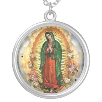 Our Lady Of Guadalupe Silver Gift Necklace by Frasure_Studios at Zazzle