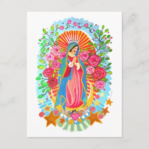 Our Lady of Guadalupe Simple White Postcard