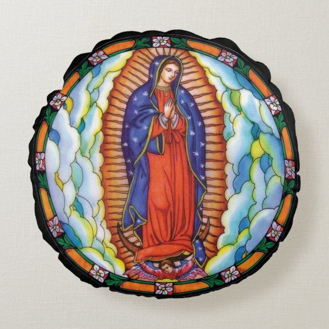Our Lady of Guadalupe Sofa Bed Chair Round Pillow (Front)