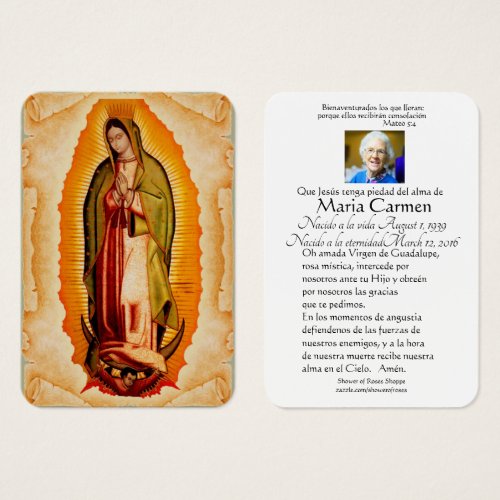 Our Lady of Guadalupe Spanish Funeral Holy Prayer