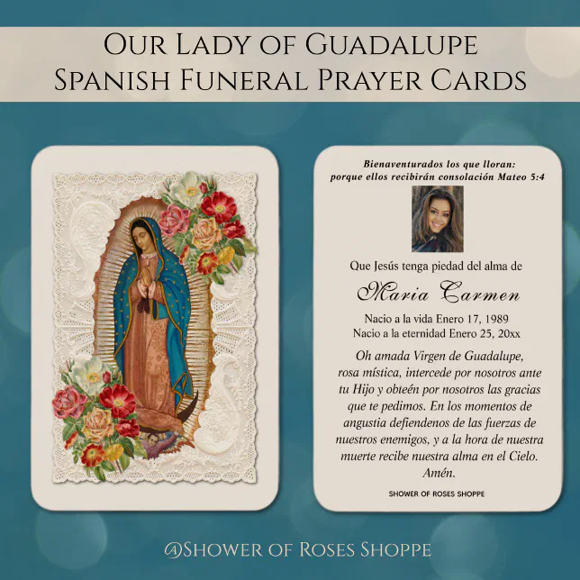 Our Lady of Guadalupe Spanish Funeral Holy Prayer | Zazzle