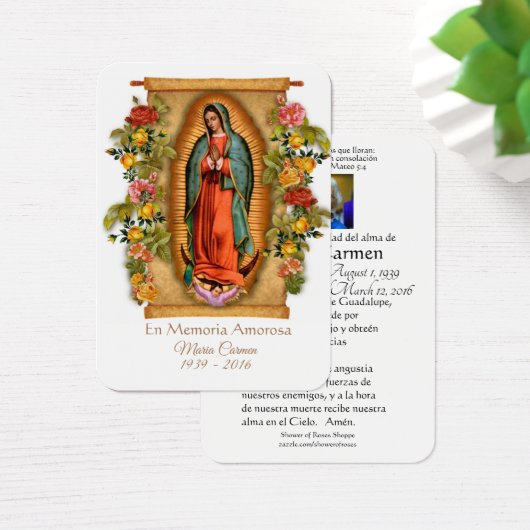 Our Lady of Guadalupe Spanish Funeral Holy Prayer (Desk)
