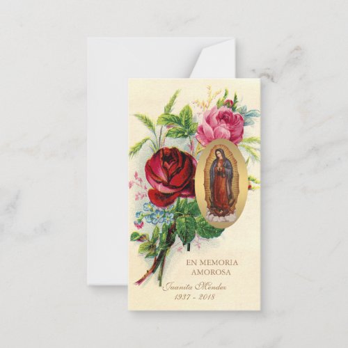 Our Lady of Guadalupe Spanish Funeral Holy Prayer Note Card