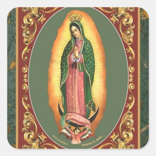 our lady of guadalupe square sticker (Front)