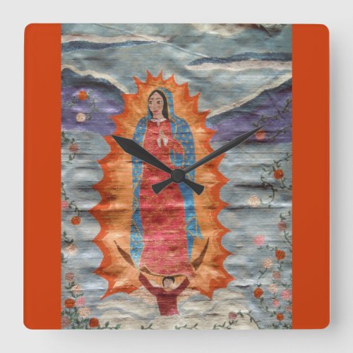 Our Lady of Guadalupe Square Wall Clock