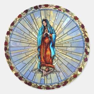 Our Lady of Guadalupe Stained Glass Envelope Classic Round Sticker