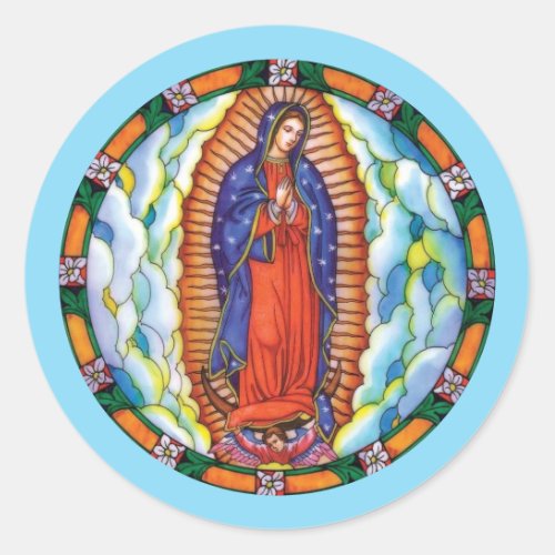 Our Lady of Guadalupe Stained Glass Envelope Classic Round Sticker