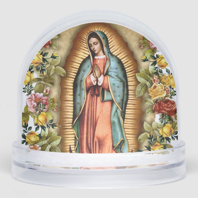 Our Lady of Guadalupe Surrounded by Roses  Snow Globe (Front)